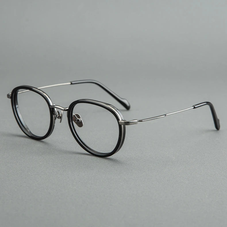 Black Mask Unisex Full Rim Round Titanium Eyeglasses BM-GH0084