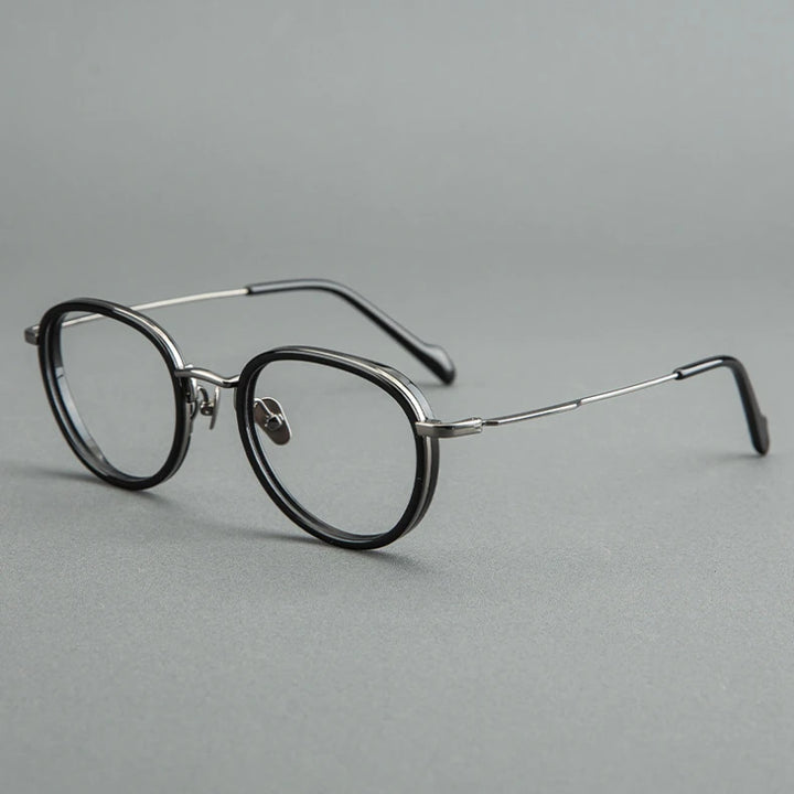 Black Mask Unisex Full Rim Round Titanium Eyeglasses BM-GH0084