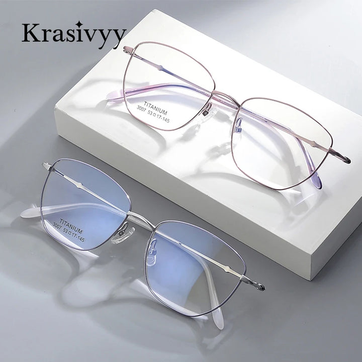 Krasivyy Women's Full Rim Square Cat Eye Titanium Eyeglasses 443007 Full Rim Krasivyy   