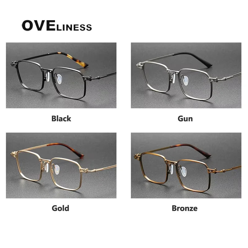 Oveliness Unisex Full Rim Big Square Titanium Eyeglasses 55892 Full Rim Oveliness