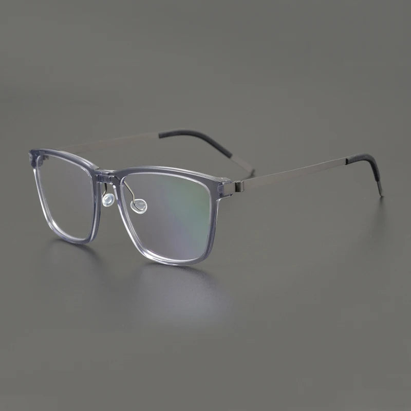 Black Mask Unisex Full Rim Square Titanium Eyeglasses 1260 Full Rim Black Mask Clear Gray  