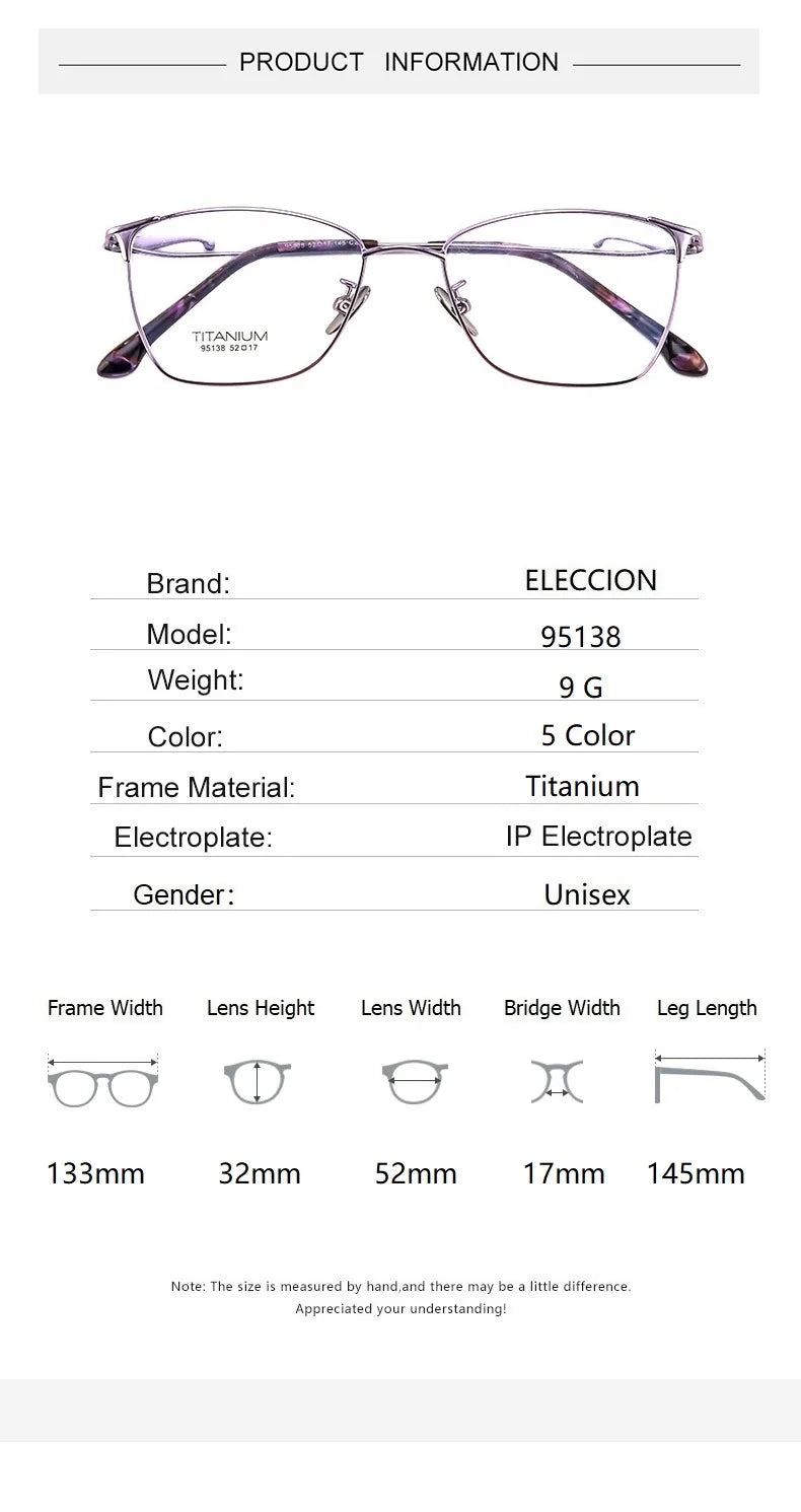 Eleccion Women's Full Rim Cat Eye Titanium Eyeglasses 91538