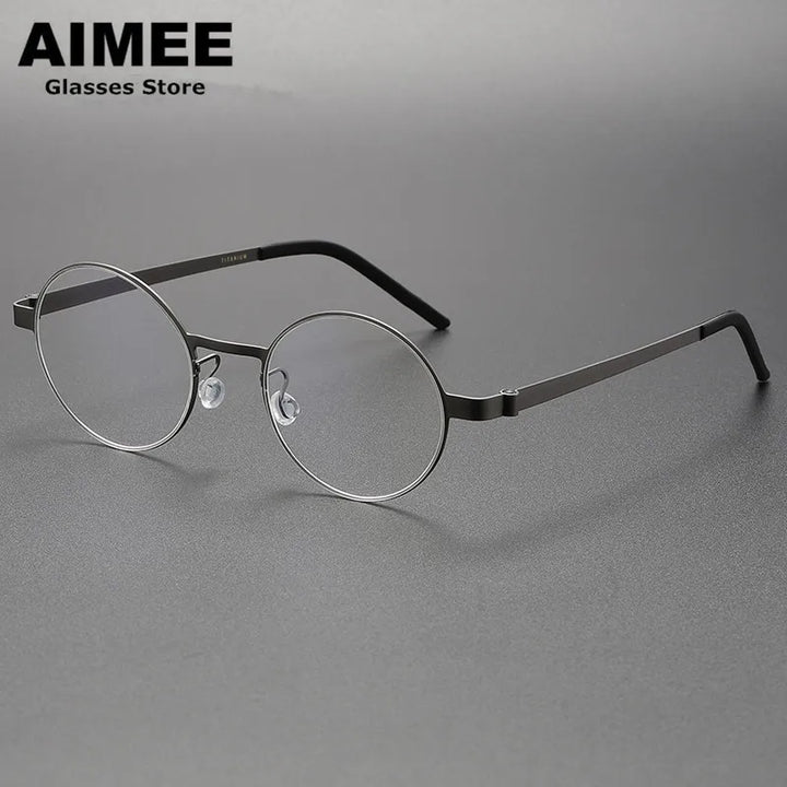 Aimee Unisex Full Rim Round Screwless Titanium Eyeglasses 9610 Full Rim Aimee   