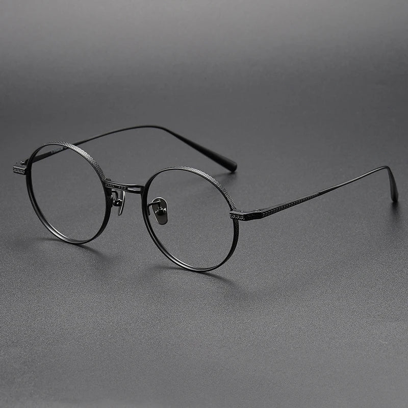 Black Mask Women's Full Rim Round Titanium Eyeglasses 77026