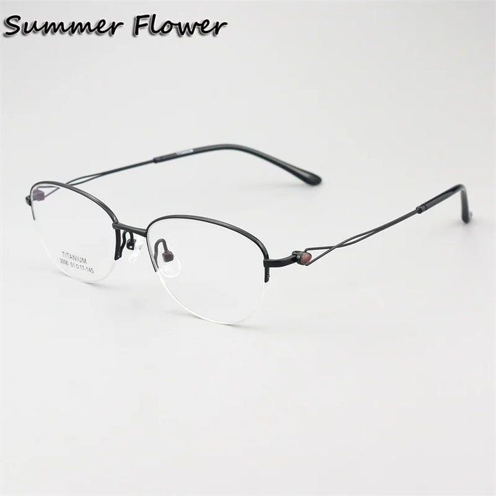 Summer Flower Women's Semi Rim Oval Square Titanium Eyeglasses 613008