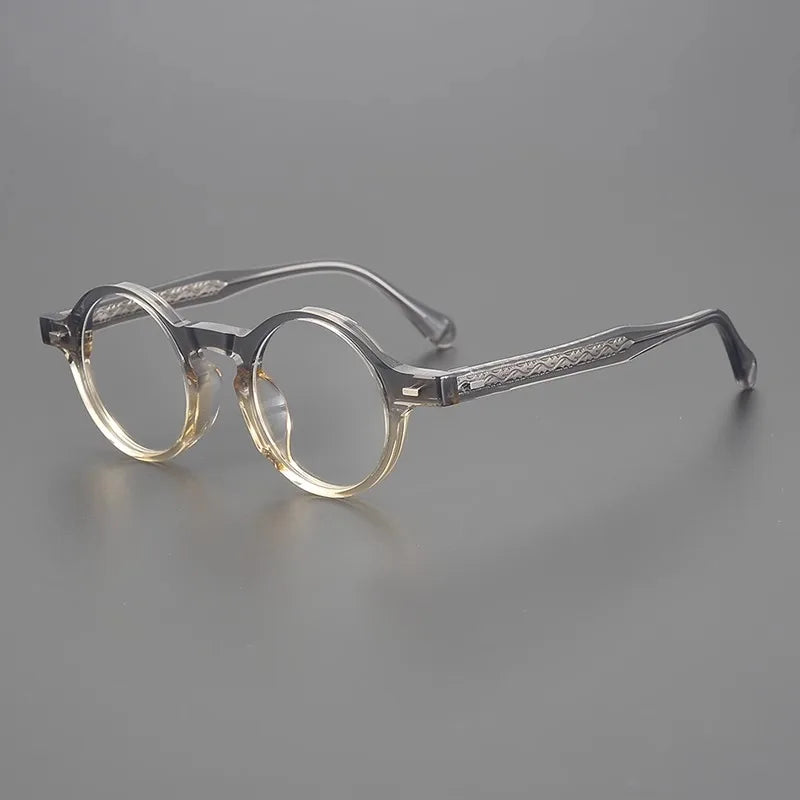 Hewei Unisex Full Rim Round Thick Acetate Eyeglasses 15023 Full Rim Hewei   