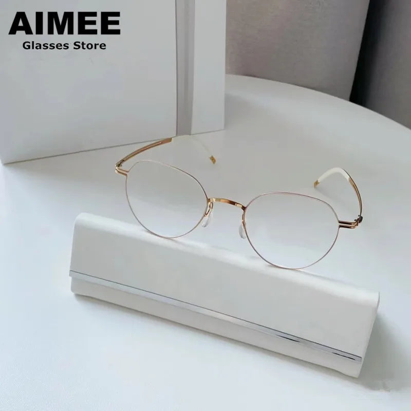 Aimee Women's Full Rim Oval Screwless Titanium Eyeglasses 44985