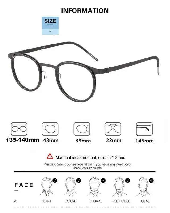 Aimee Full Rim 970400 Unisex Screwless Titanium Round Frames Aimee