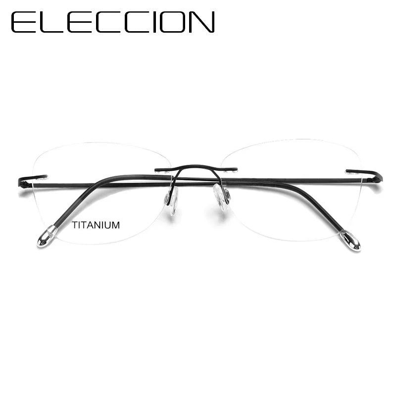 Eleccion Unisex Rimless Oval Square Titanium Eyeglasses 16013