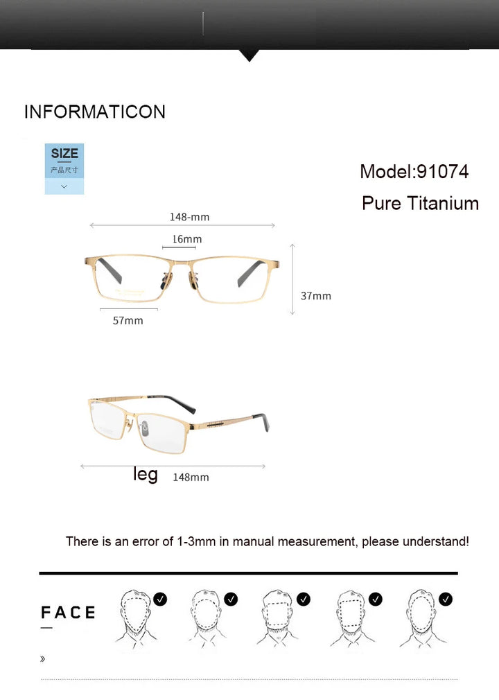 Aimee Men's Full Rim Square Titanium Eyeglasses 91074 Full Rim Aimee   