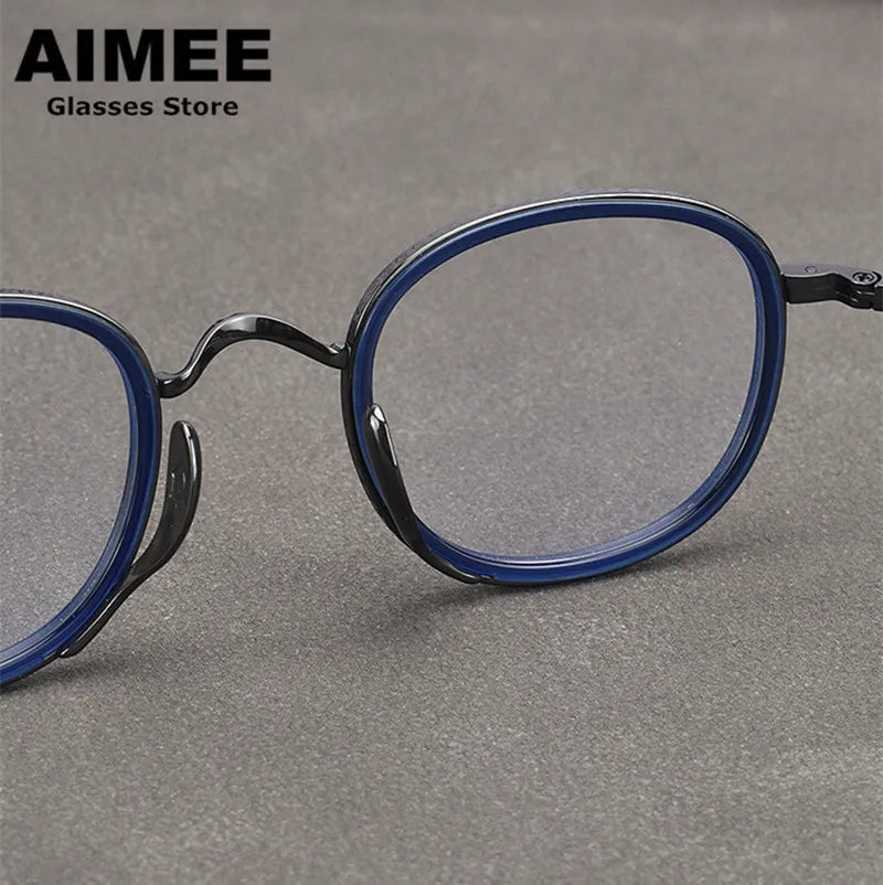 Aimee Unisex Full Rim Square Oval Titanium Acetate Eyeglasses 1173 Full Rim Aimee   