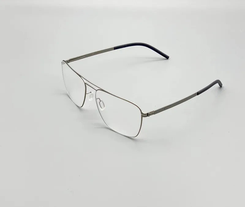 Aimee Unisex Full Rim Square Double Bridge Stainless Steel Eyeglasses 21251 Full Rim Aimee Silver  