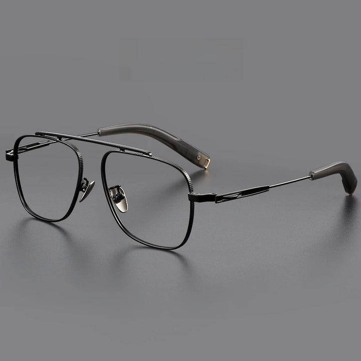 Yimaruili Unisex Full Rim Square Double Bridge Titanium Eyeglasses Y1105 Full Rim Yimaruili Eyeglasses Black  