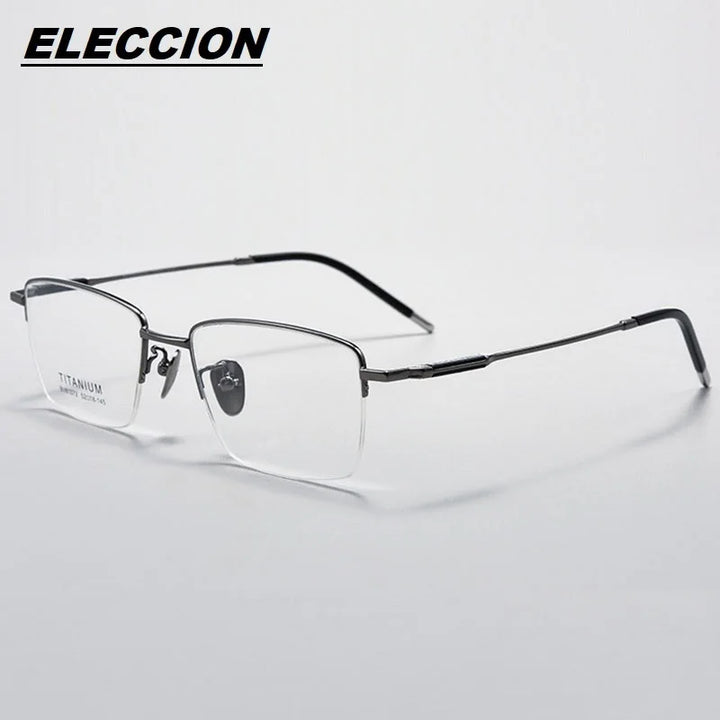 Eleccion Men's Semi Rim Titanium Eyeglasses 81072 Semi Rim Eleccion Gray CHINA