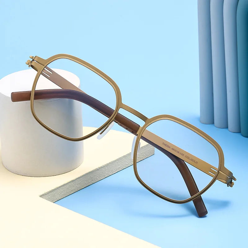 Black Mask Women's Full Rim Flat Top Polygon Steel Eyeglasses 464818