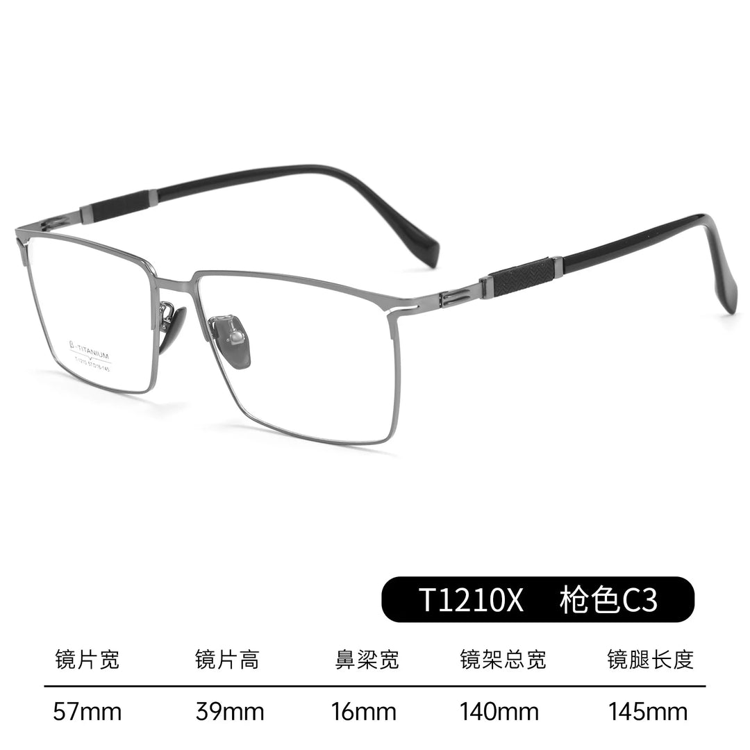 Gmei Optical T1210X men's square alloy prescription eyeglasses — view 3