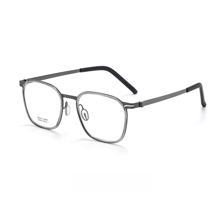 Yimaruili Unisex Full Rim Square Tr 90 Titanium Eyeglasses Y2619 Full Rim Yimaruili Eyeglasses Transparent Gray  