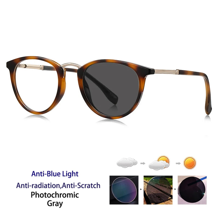 Kocolior Women's Full Rim Round Acetate Photochromic Reading Glasses 67241