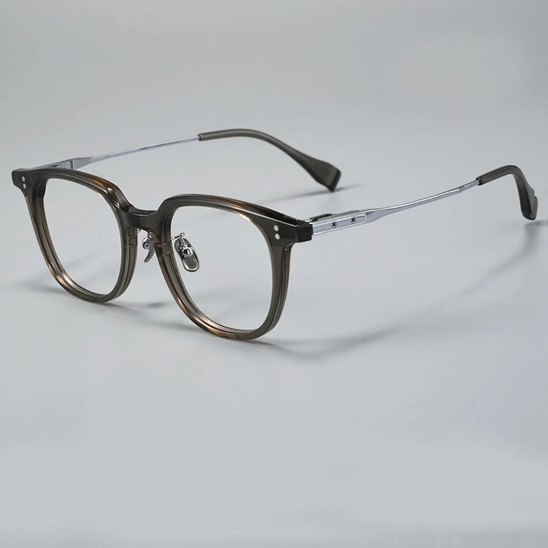 Black Mask Unisex Full Rim Square Titanium Acetate Eyeglasses 368150