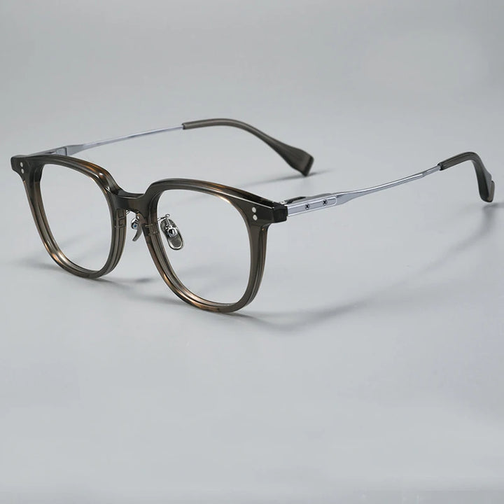 Black Mask Unisex Full Rim Square Titanium Acetate Eyeglasses 368150