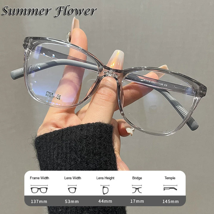 Summer Flower Women's Full Rim Square Cat Eye Tr 90 Titanium Eyeglasses 87018