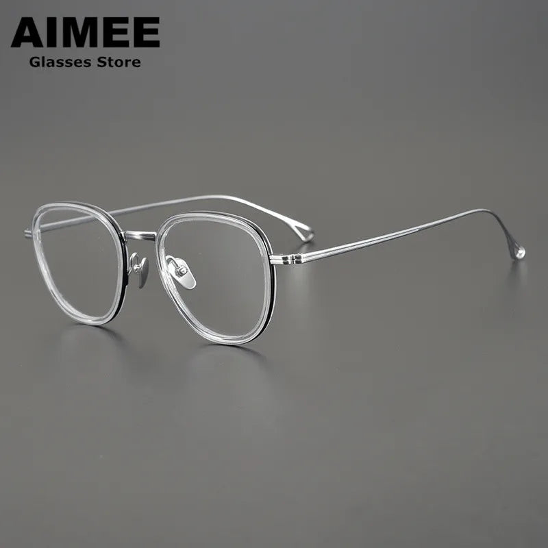 Aimee Unisex Full Rim Square Titanium Acetate Eyeglasses 9115