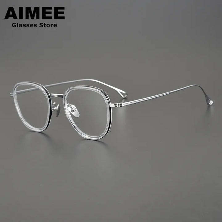 Aimee Unisex Full Rim Square Titanium Acetate Eyeglasses 9115