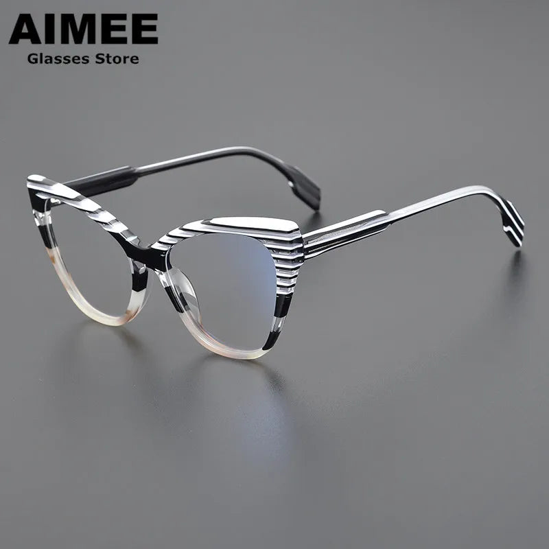 Aimee Unisex Full Rim Square Cat Eye Thick Acetate Eyeglasses 2629 Full Rim Aimee   