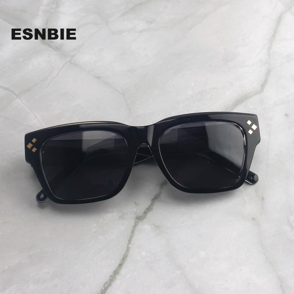 Esnbie Unisex Full Rim Square Brow Line Acetate Sunglasses 491236