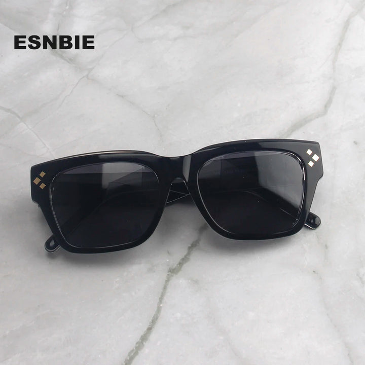 Esnbie Unisex Full Rim Square Brow Line Acetate Sunglasses 491236