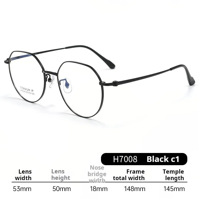 Momoja Unisex Full Rim Flat Top Round Titanium Eyeglasses 77008