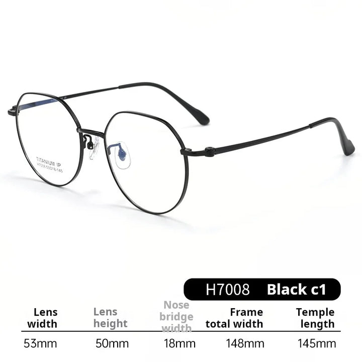 Momoja Unisex Full Rim Flat Top Round Titanium Eyeglasses 77008