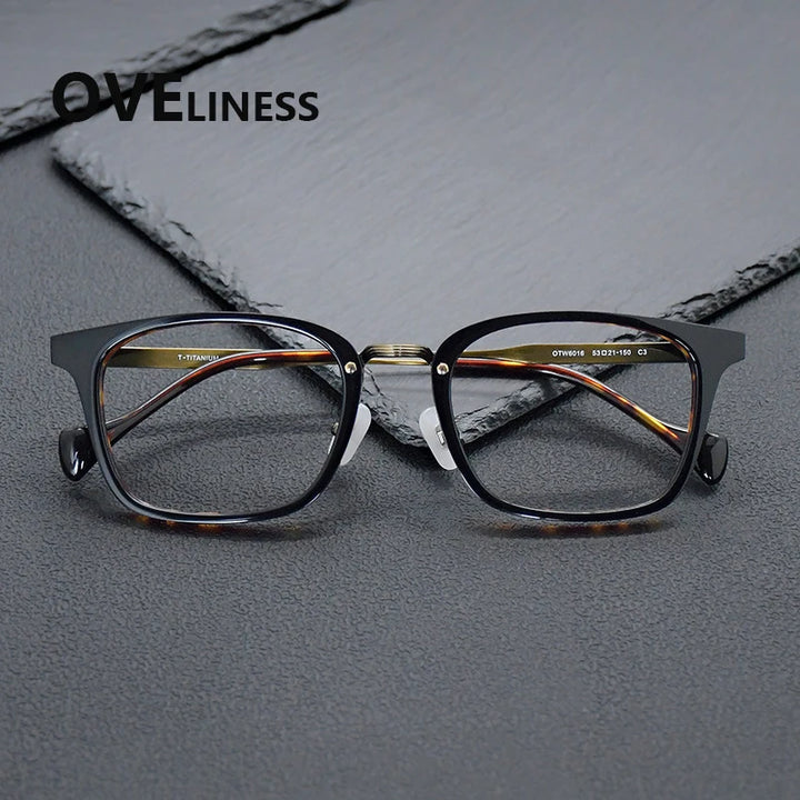 Oveliness Unisex Full Rim Big Square Acetate Titanium Eyeglasses 926016