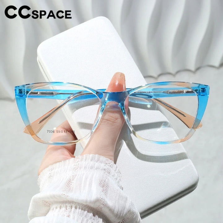 CCspace Women's Full Rim Square Cat Eye Tr 90 Titanium Eyeglasses 7036 Full Rim CCspace   