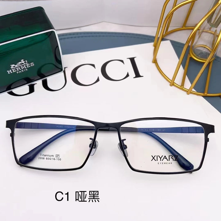 Chashma Men's Full Rim Big Polygon Square Titanium Eyeglasses 20584