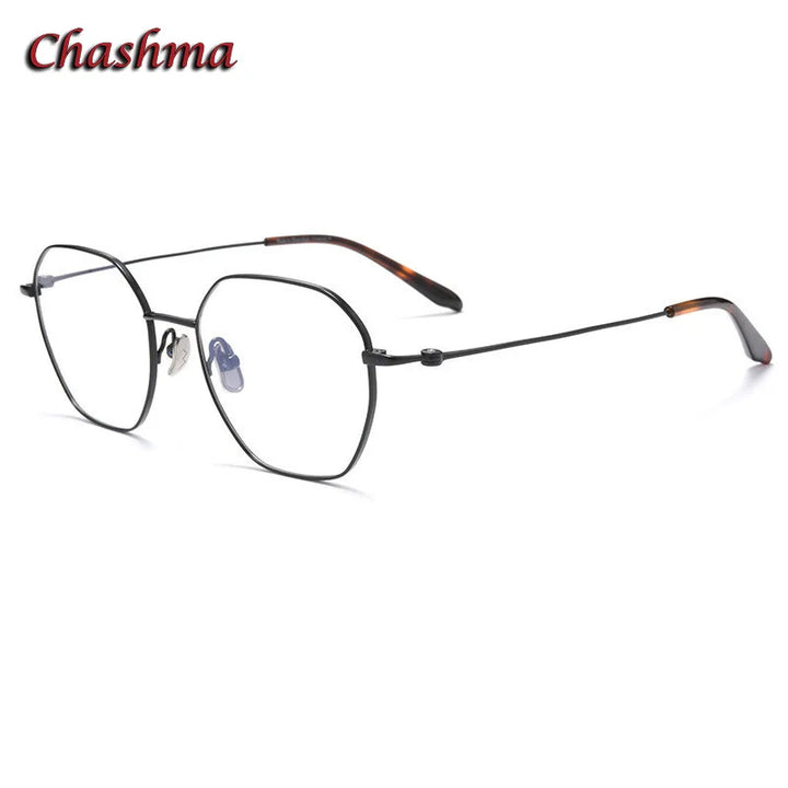 Chashma Ochki Unisex Full Rim Flat Top Oval Titanium Eyeglasses 84824