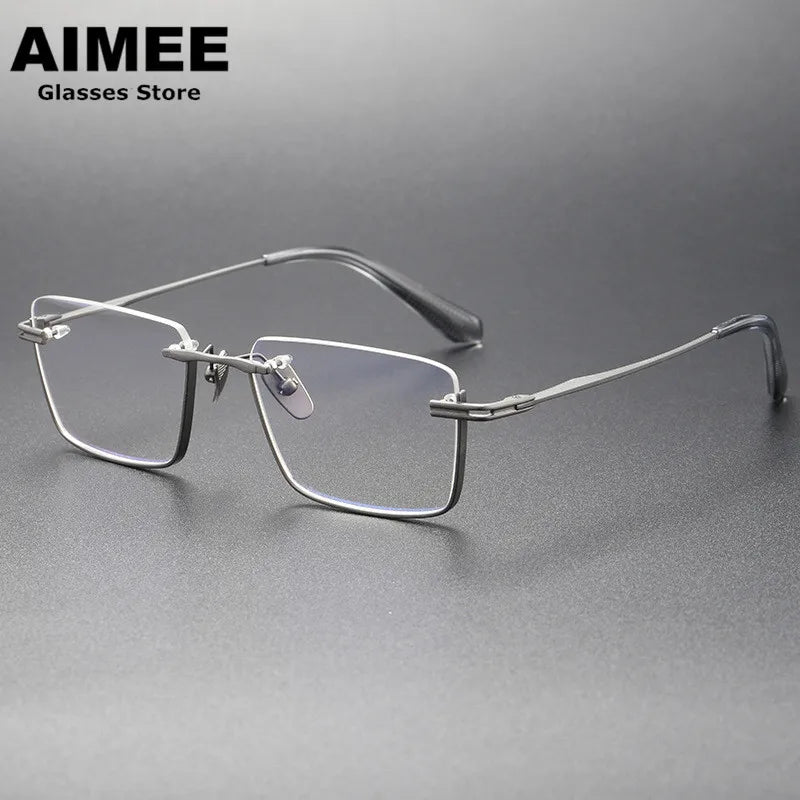 Aimee Unisex Semi Rim Square Titanium Eyeglasses 4416 Semi Rim Aimee GRAY  