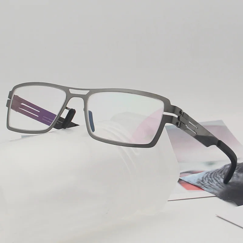Black Mask Unisex Full Rim Square Screwless Steel Eyeglasses 35140
