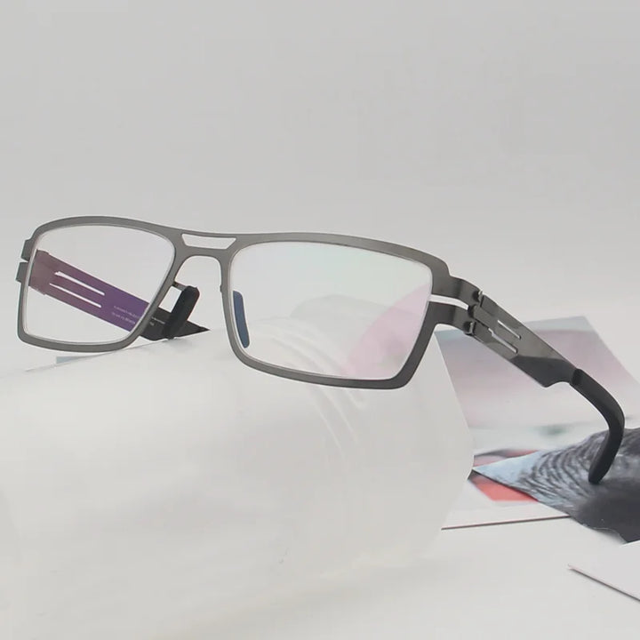 Black Mask Unisex Full Rim Square Screwless Steel Eyeglasses 35140