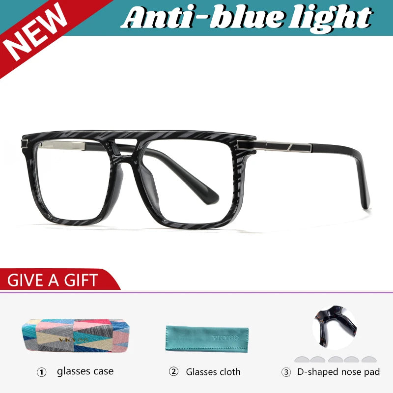 Vicky Men's Full Rim Square Double Bridge Tr 90 Alloy Reading Glasses 760025