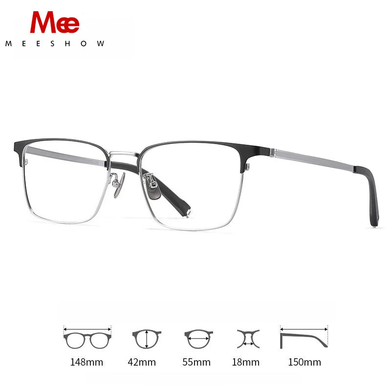 Meeshow Men's Full Rim Square Titanium Reading Glasses 26010