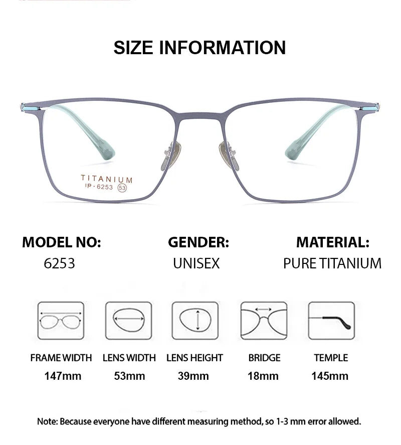 Summer Flower Men's Full Rim Square Titanium Eyeglasses 616253