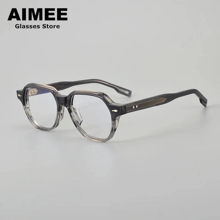 Aimee Unisex Full Rim Flat Top Polygon Acetate Eyeglasses 5317 Full Rim Aimee   