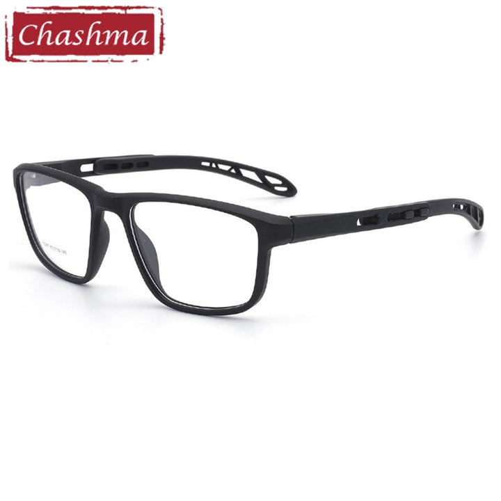 Chashma Men's Full Rim Square Tr 90 Sport Eyeglasses 7287 Full Rim Chashma Black  