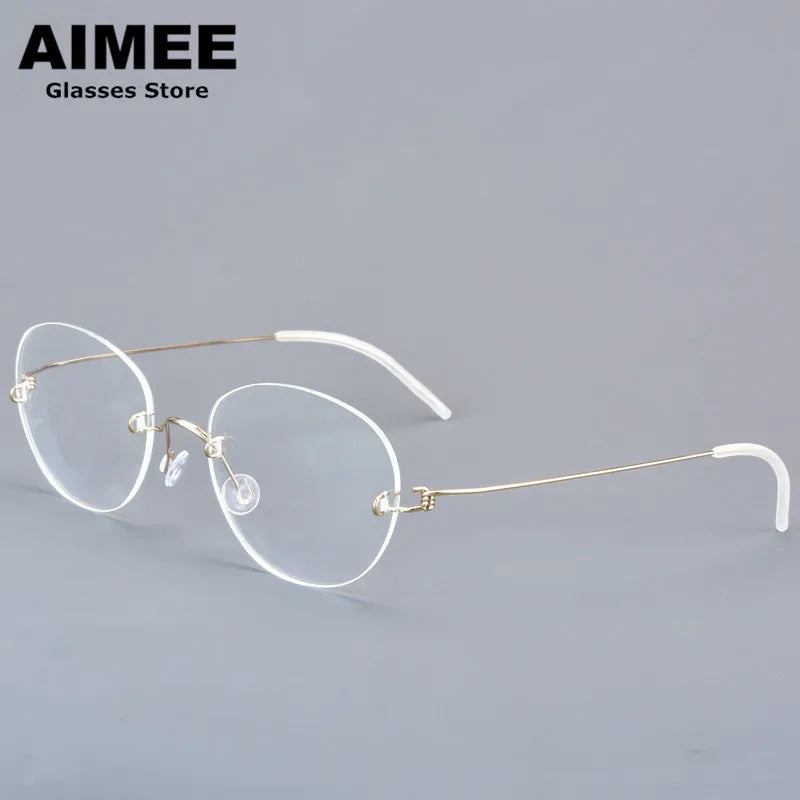 Aimee Women's Rimless Small Oval Screwless Titanium Eyeglasses 22421