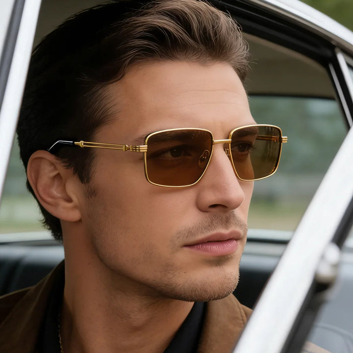 Black Mask Men Full Rim Square Titanium Polarized Sunglasses BM-1109S