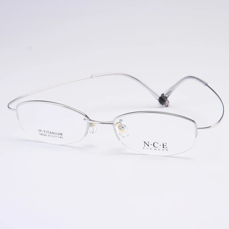 Bclear Unisex Semi Rim Oval Titanium Eyeglasses 180264