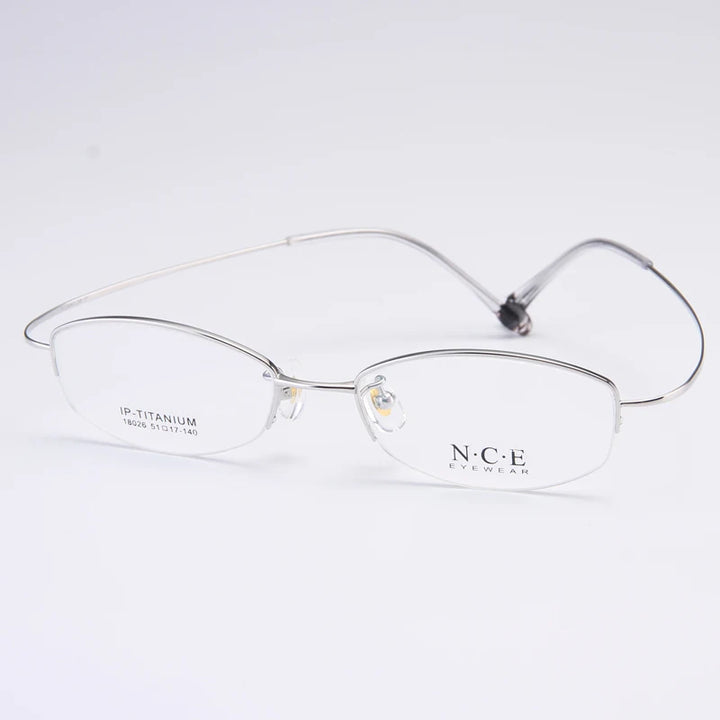 Bclear Unisex Semi Rim Oval Titanium Eyeglasses 180264