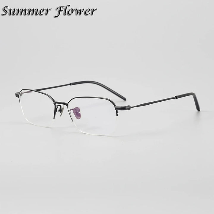 Summer Flower Men's Rimless Square Titanium Eyeglasses 69941