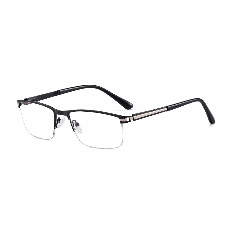 Ralferty Men's Semi Rim Square Alloy Eyeglasses 91342 Semi Rim Ralferty C2 Black Gray CHINA 